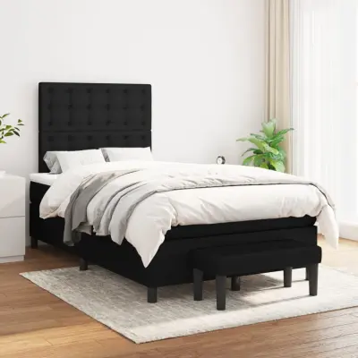 The Living Store Box spring postelja z vzmetnico črn 120x200 cm blago - Box Spring Postelja
