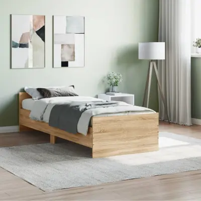 The Living Store Posteljni okvir sonoma hrast 75x190 cm inženirski les - Posteljni Okvir