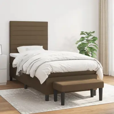 The Living Store Box spring postelja z vzmetnico temno rjava 80x200 cm blago - Box Spring Postelja