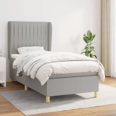 The Living Store Box spring postelja z vzmetnico svetlo siva 80x200 cm blago - Box Spring Postelja