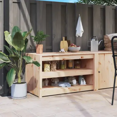 The Living Store Zunanja kuhinjska omarica 106x55x64 cm trdna borovina - Zunanja Kuhinjska Omarica