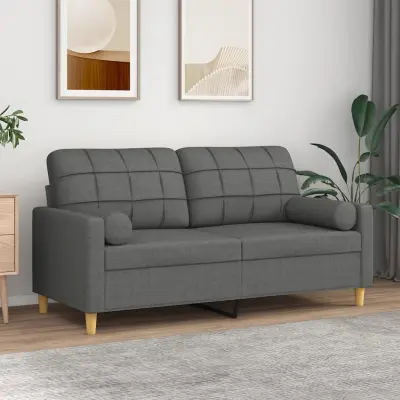 The Living Store Kavč dvosed z blazinami temno siv 140 cm blago - Kavč Dvosed