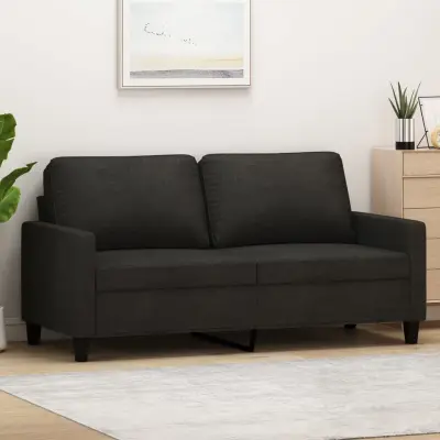 The Living Store Dvosed črn 140 cm blago - Kavč Dvosed
