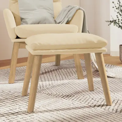 The Living Store Stolček za noge kremno bel 45x29,5x35 cm žamet - Stolček Za Noge