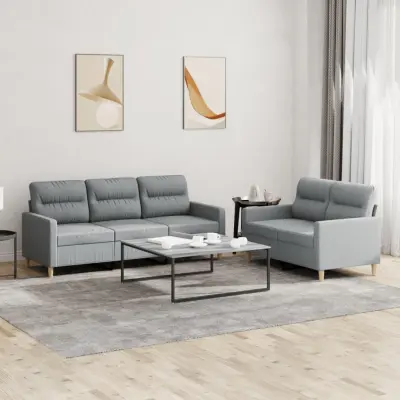 The Living Store Sedežna garnitura 2-delna z blazinami svetlo sivo blago - Sedežna Garnitura