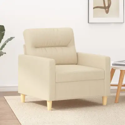 The Living Store Fotelj krem 60 cm blago - Fotelj