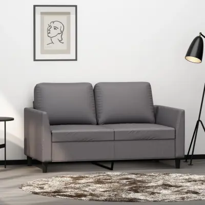 The Living Store Dvosed siva 120 cm umetno usnje - Kavč Dvosed