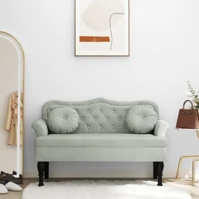 The Living Store Klop z blazinami svetlo siva 120,5x65x75 cm žamet - Klop