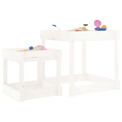 The Living Store Miza za pesek 2 kosa bela trdna borovina - Miza Za Pesek