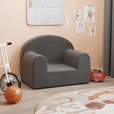 The Living Store Otroški kavč antracit mehak pliš - Otroški Kavč