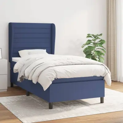 The Living Store Box spring postelja z vzmetnico modra 80x200 cm blago - Box Spring Postelja