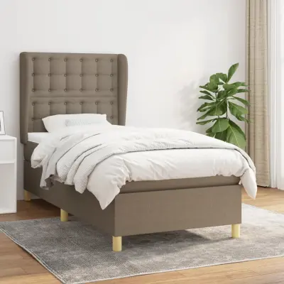 The Living Store Box spring postelja z vzmetnico taupe 80x200 cm blago - Box Spring Postelja
