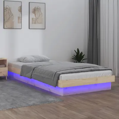 The Living Store LED posteljni okvir 100x200 cm trden les - Posteljni Okvir