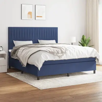 The Living Store Box spring postelja z vzmetnico modra 160x200 cm blago - Box Spring Postelja