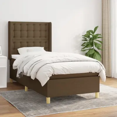 The Living Store Box spring postelja z vzmetnico temno rjava 80x200 cm blago - Box Spring Postelja