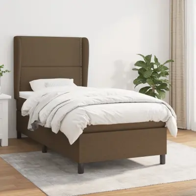 The Living Store Box spring postelja z vzmetnico temno rjava 80x200 cm blago - Box Spring Postelja