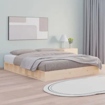 The Living Store Posteljni okvir 150x200 cm trdnega lesa - Posteljni Okvir