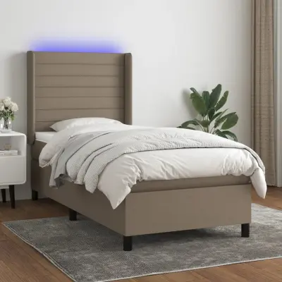 The Living Store Box spring postelja z vzmetnico LED taupe 80x200 cm blago - Box Spring Postelja