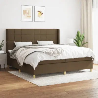 The Living Store Box spring postelja z vzmetnico temno rjav 200x200 cm blago - Box Spring Postelja