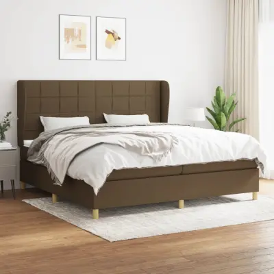 The Living Store Box spring postelja z vzmetnico temno rjav 200x200 cm blago - Box Spring Postelja