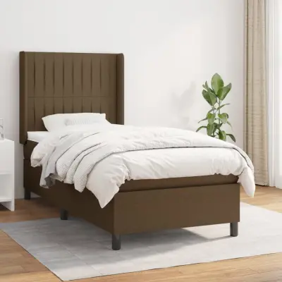 The Living Store Box spring postelja z vzmetnico temno rjava 90x200 cm blago - Box Spring Postelja