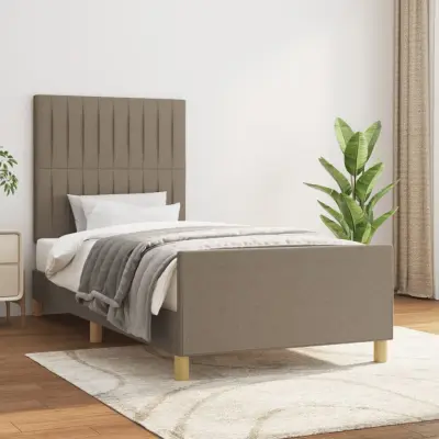 The Living Store Posteljni okvir z vzglavjem taupe 80x200 cm blago - Posteljni Okvir Z Vzglavjem