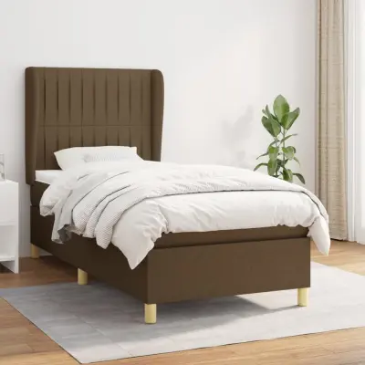 The Living Store Box spring postelja z vzmetnico temno rjava 90x200 cm blago - Box Spring Postelja