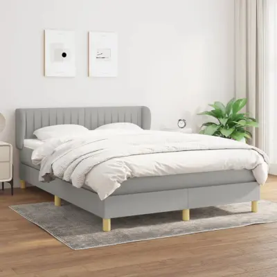 The Living Store Box spring posteljni z vzmetnico svetlo siv 140x190 cm blago - Box Spring Postelja