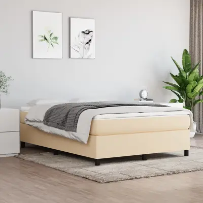 The Living Store Box spring postelja z vzmetnico krem 140x190 cm blago - Box Spring Postelja