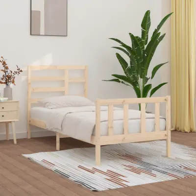 The Living Store Posteljni okvir iz trdne borovine 100x200 cm - Posteljni Okvir
