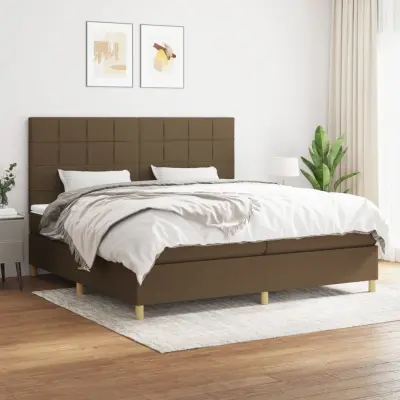 The Living Store Box spring postelja z vzmetnico temno rjav 200x200 cm blago - Box Spring Postelja