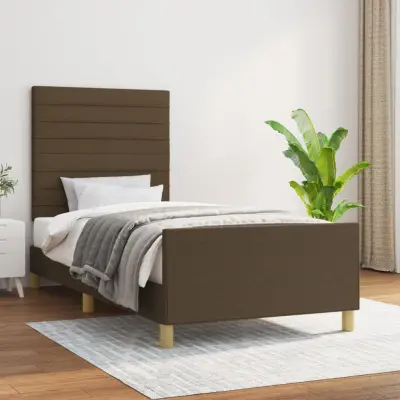 The Living Store Posteljni okvir z vzglavjem temno rjav 80x200 cm blago - Posteljni Okvir Z Vzglavjem