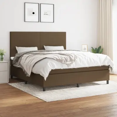 The Living Store Box spring postelja z vzmetnico temno rjava 180x200 cm blago - Box Spring Postelja