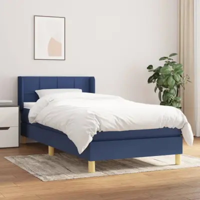 The Living Store Box spring postelja z vzmetnico modra 90x200 cm blago - Box Spring Postelja