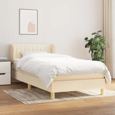 The Living Store Box spring postelja z vzmetnico krem 80x200 cm blago - Box Spring Postelja