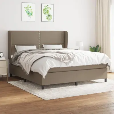 The Living Store Box spring postelja z vzmetnico taupe 180x200 cm blago - Box Spring Postelja