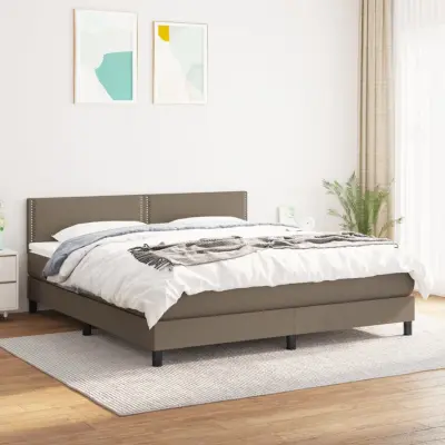 The Living Store Box spring postelja z vzmetnico taupe 160x200 cm blago - Box Spring Postelja