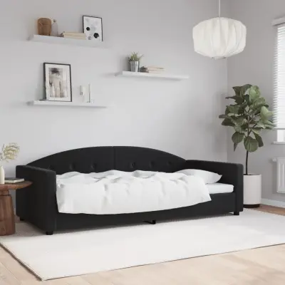 The Living Store Raztegljiva postelja črna 90x200 cm žamet - Raztegljiv Kavč