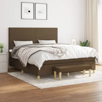 The Living Store Box spring postelja z vzmetnico temno rjava 180x200 cm blago - Box Spring Postelja
