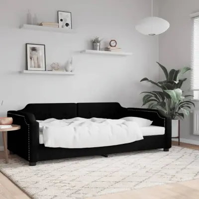 The Living Store Raztegljiva postelja črna 100x200 cm blago - Raztegljiv Kavč