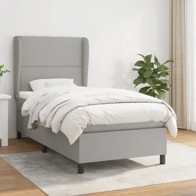 The Living Store Box spring postelja z vzmetnico svetlo siva 80x200 cm blago - Box Spring Postelja