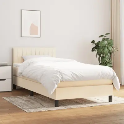 The Living Store Box spring postelja z vzmetnico krem 80x200 cm blago - Box Spring Postelja