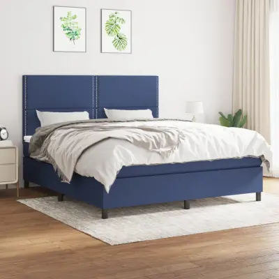 The Living Store Box spring postelja z vzmetnico modra 180x200 cm blago - Box Spring Postelja