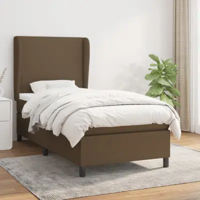 The Living Store Box spring postelja z vzmetnico temno rjava 100x200 cm blago - Box Spring Postelja