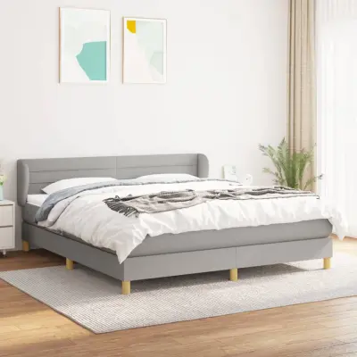 The Living Store Box spring postelja z vzmetnico svetlo siva 180x200 cm blago - Box Spring Postelja