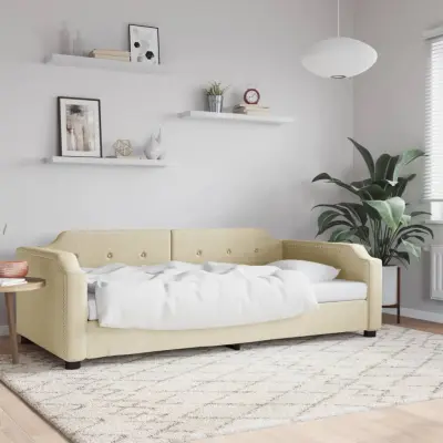The Living Store Raztegljiva postelja krem 80x200 cm blago - Raztegljiv Kavč
