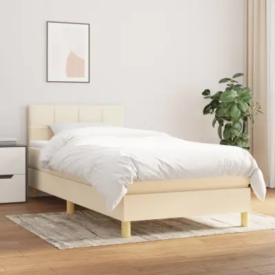 The Living Store Box spring postelja z vzmetnico krem 80x200 cm blago - Box Spring Postelja