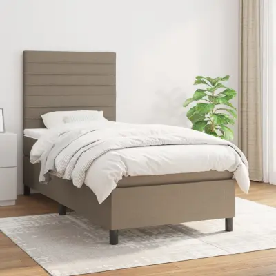 The Living Store Box spring postelja z vzmetnico taupe 100x200 cm blago - Box Spring Postelja