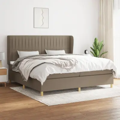 The Living Store Box spring postelja z vzmetnico taupe 200x200 cm blago - Box Spring Postelja