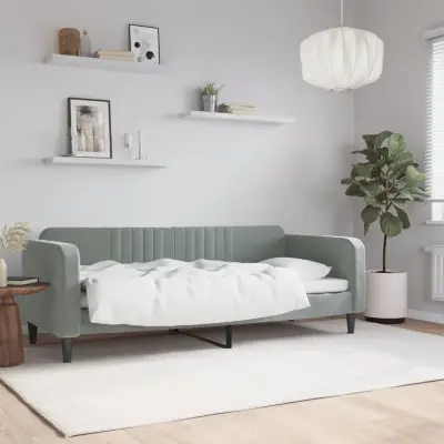 The Living Store Raztegljiva postelja svetlo siva 80x200 cm žamet - Raztegljiv Kavč